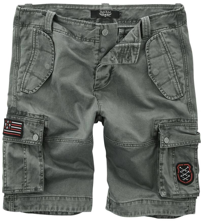 Rock Rebel by EMP Graue Cargo Shorts mit Patches Short grau in XL von Rock Rebel by EMP