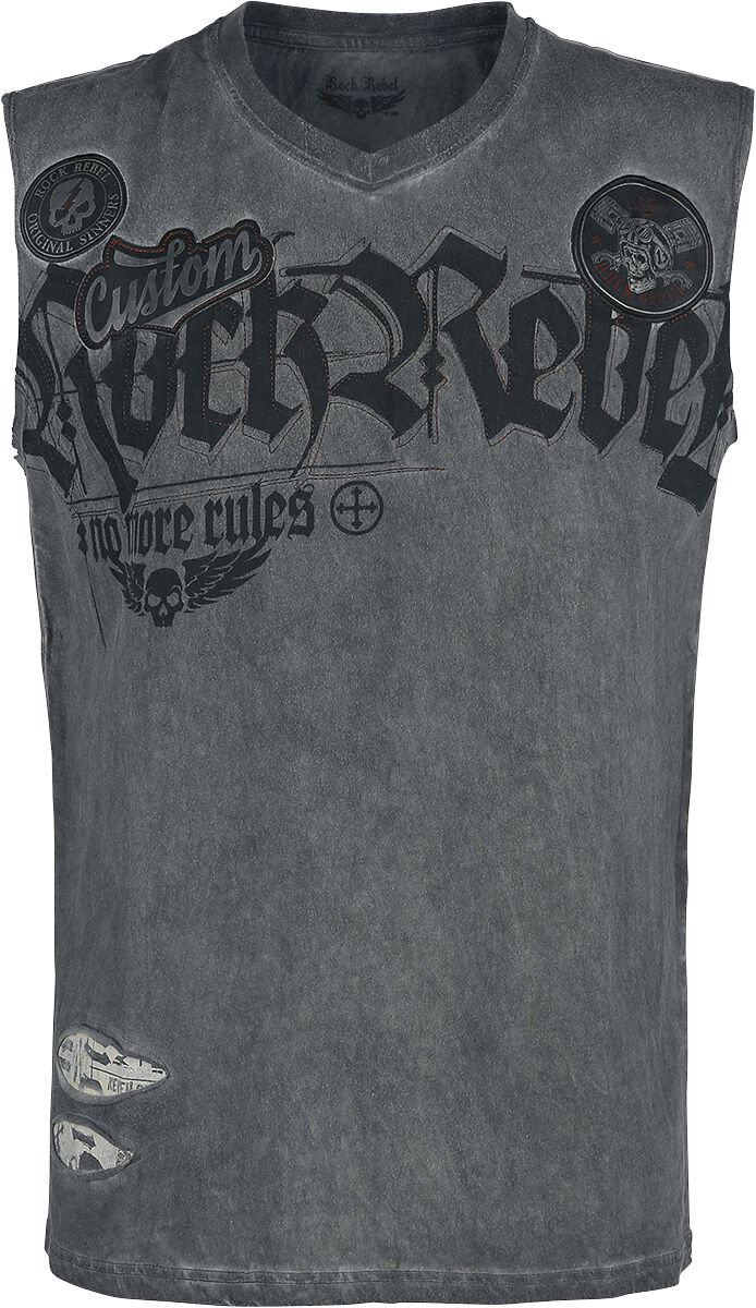 Rock Rebel by EMP Graues Tank-Top mit Waschung und Print Tank-Top grau in L von Rock Rebel by EMP