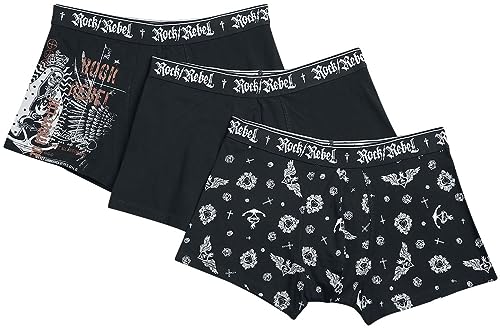 Rock Rebel by EMP Herren 3er Set Schwarze Boxershorts mit Print L von Rock Rebel by EMP