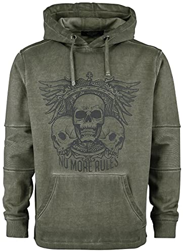 Rock Rebel by EMP Herren Oliv-grüner Kapuzenpullover mit Prints XL von Rock Rebel by EMP