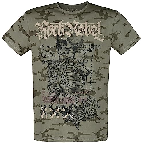 Rock Rebel by EMP Herren Oliv-grünes Camouflage T-Shirt mit rockigem Print L von Rock Rebel by EMP