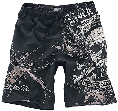 Rock Rebel by EMP Herren Schwarze Badehose mit rockigem Print XL von Rock Rebel by EMP