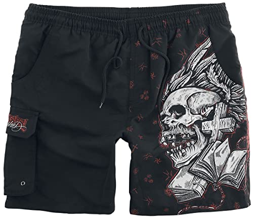 Rock Rebel by EMP Herren Schwarze Badeshorts mit Totenkopf Print S von Rock Rebel by EMP