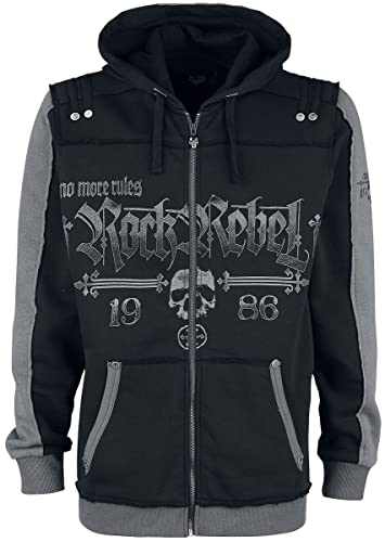 Rock Rebel by EMP Herren Schwarze Kapuzenjacke mit Totenkopf-Prints L von Rock Rebel by EMP