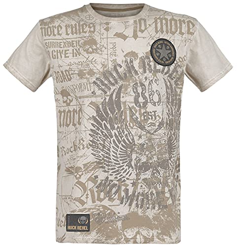 Rock Rebel by EMP Herren beiges Vintage T-Shirt mit Allover-Print XXL von Rock Rebel by EMP
