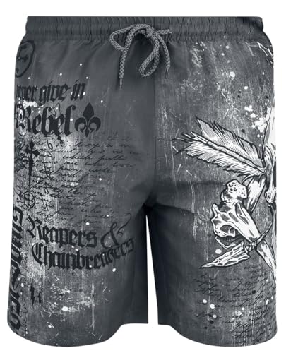 Rock Rebel by EMP Herren dunkelgraue Badehose mit Mesh Slip und großem Print XXL von Rock Rebel by EMP