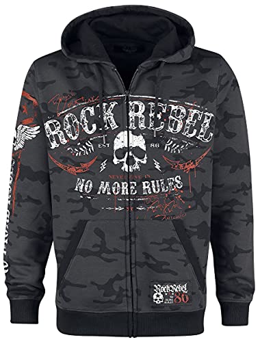 Rock Rebel by EMP Herren dunkelgraue Kapuzenjacke mit Print 3XL von Rock Rebel by EMP