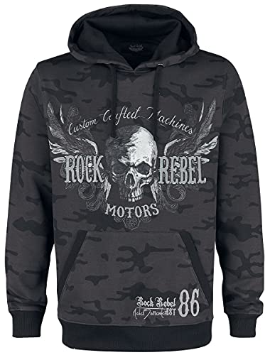 Rock Rebel by EMP Herren dunkelgrauer Hoodie mit Allover-Camouflage-Print 3XL von Rock Rebel by EMP