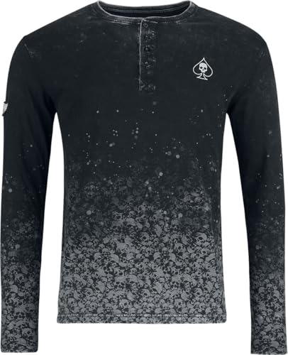 Rock Rebel by EMP Herren dunkelgraues Langarmshirt mit Totenköpfen Farbverlaufprint L von Rock Rebel by EMP