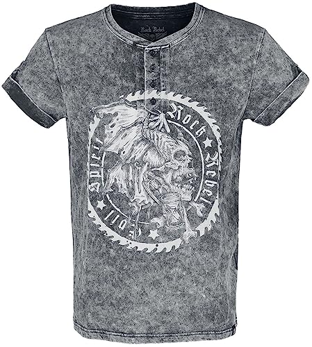 Rock Rebel by EMP Herren graues T-Shirt in Vintage Optik und Knopfleiste 3XL von Rock Rebel by EMP