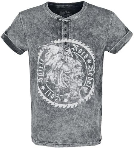 Rock Rebel by EMP Herren graues T-Shirt in Vintage Optik und Knopfleiste 4XL von Rock Rebel by EMP