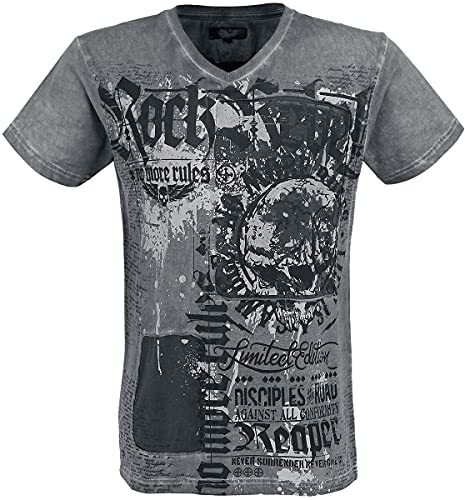 Rock Rebel by EMP Herren graues T-Shirt mit rockigen Allover-Print XXL von Rock Rebel by EMP