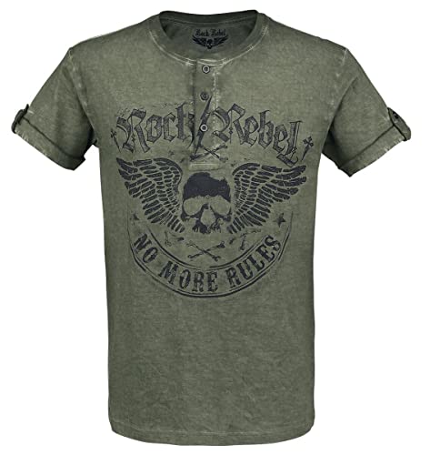 Rock Rebel by EMP Herren grünes T-Shirt mit Knopfleiste 5XL von Rock Rebel by EMP