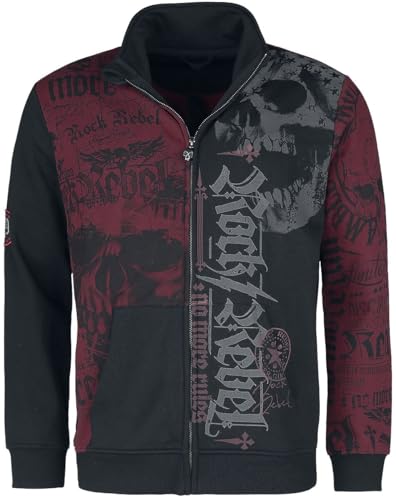 Rock Rebel by EMP Herren rot/Schwarze Sweatjacke mit Reißverschluss und Prints XXL von Rock Rebel by EMP
