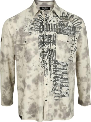 Rock Rebel by EMP Herren sandfarbiges Langarmhemd mit Allover Print und Brusttaschen XL von Rock Rebel by EMP