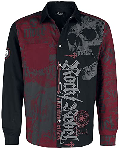 Rock Rebel by EMP Herren schwarz/Rotes Hemd mit Print XL von Rock Rebel by EMP