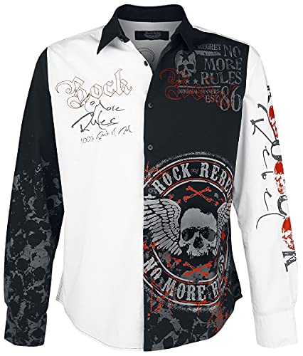 Rock Rebel by EMP Herren schwarz-weißes Hemd mit rockigem Print M von Rock Rebel by EMP