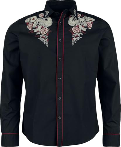 Rock Rebel by EMP Herren schwarzes Langarmhemd mit Logo-Label und Print L von Rock Rebel by EMP