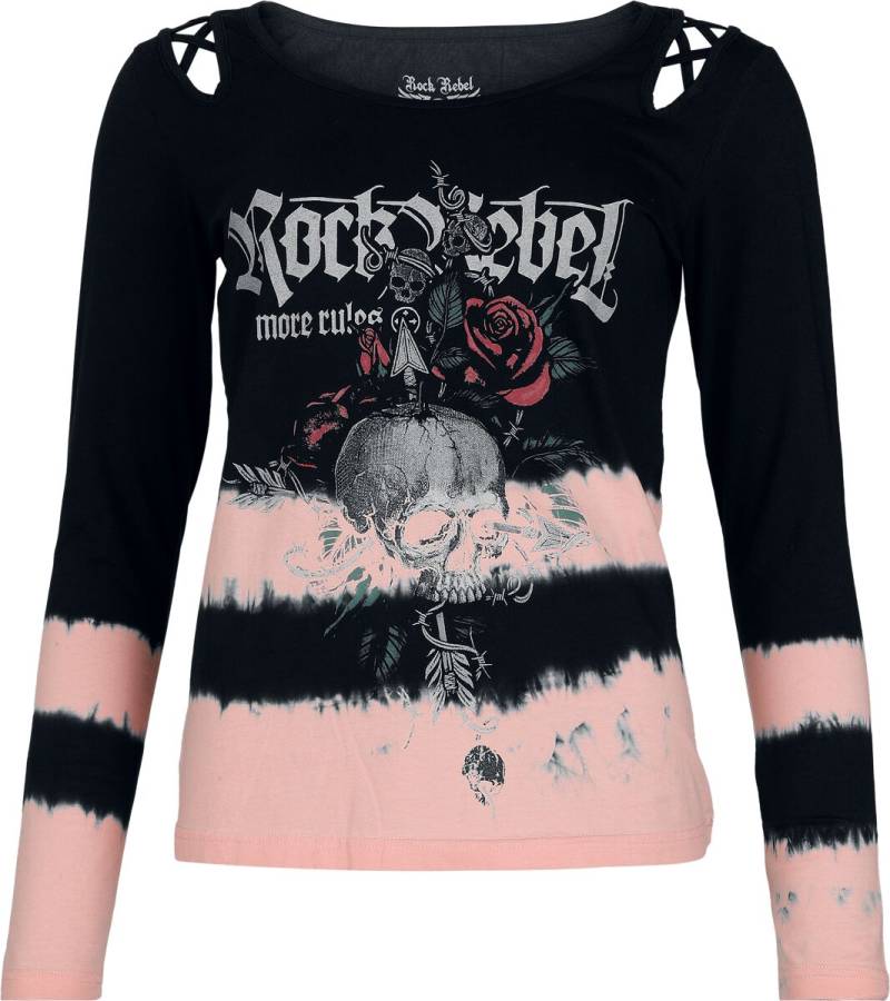 Rock Rebel by EMP Skulls & Details Langarmshirt schwarz rosa in XL von Rock Rebel by EMP