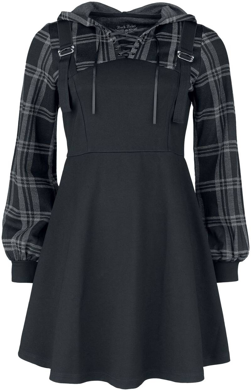 Rock Rebel by EMP Layer-Look Kleid mit kariertem Hoody Kurzes Kleid schwarz in L Rock Rebel by EMP Layer-Look Kleid mit kariertem Hoody Kurzes Kleid schwarz in L von Rock Rebel by EMP
