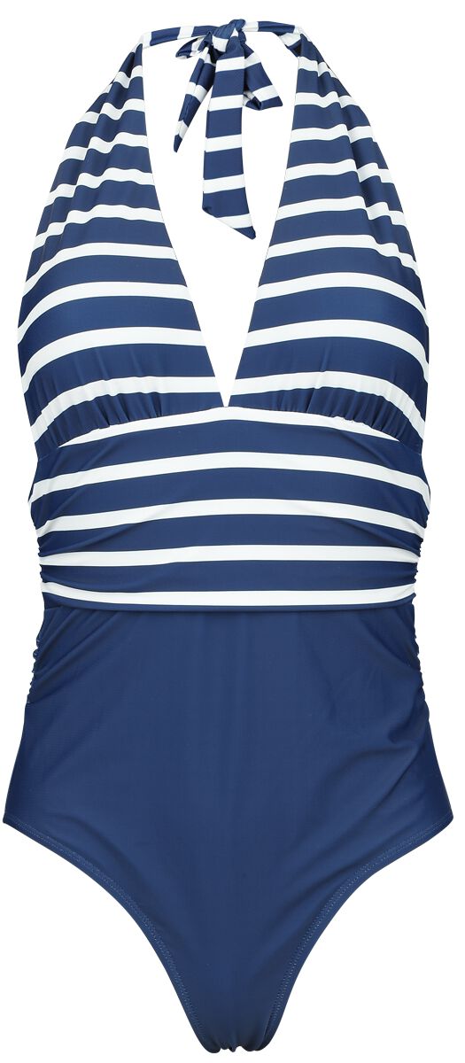 Rock Rebel by EMP - Rock Badeanzug - Retro Neckholder Swim Suit - S bis XXL - für Damen - Größe L - navy von Rock Rebel by EMP