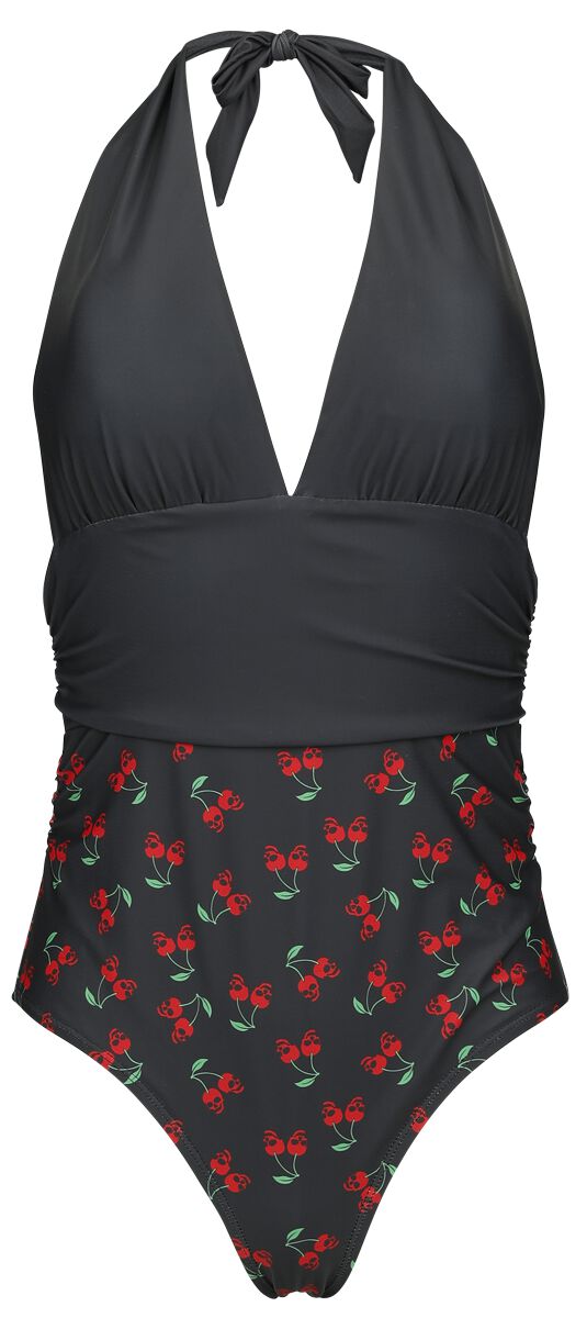 Rock Rebel by EMP - Rock Badeanzug - Skull Cherry Swimsuit - S bis XXL - für Damen - Größe S - schwarz von Rock Rebel by EMP