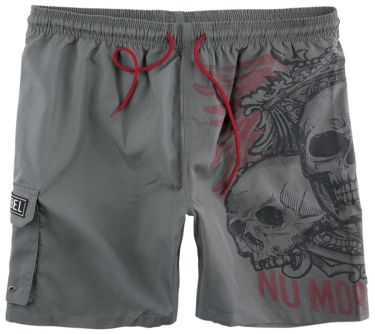 Rock Rebel by EMP - Rock Badeshort - Graue Badeshorts mit Totenkopf Print - S - für Männer - Größe S - grau von Rock Rebel by EMP