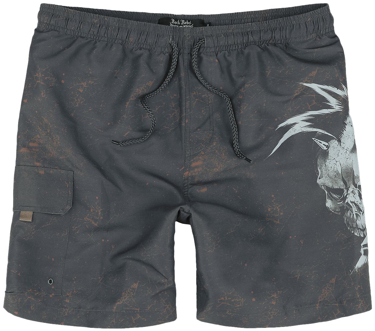 Rock Rebel by EMP - Rock Badeshort - Rock Skull Swim Shorts - S bis XXL - für Männer - Größe L - dunkelgrau von Rock Rebel by EMP