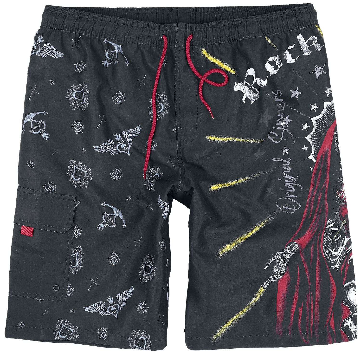 Rock Rebel by EMP - Rock Badeshort - Swim Shorts With Old School Print - S bis XXL - für Männer - Größe L - schwarz von Rock Rebel by EMP