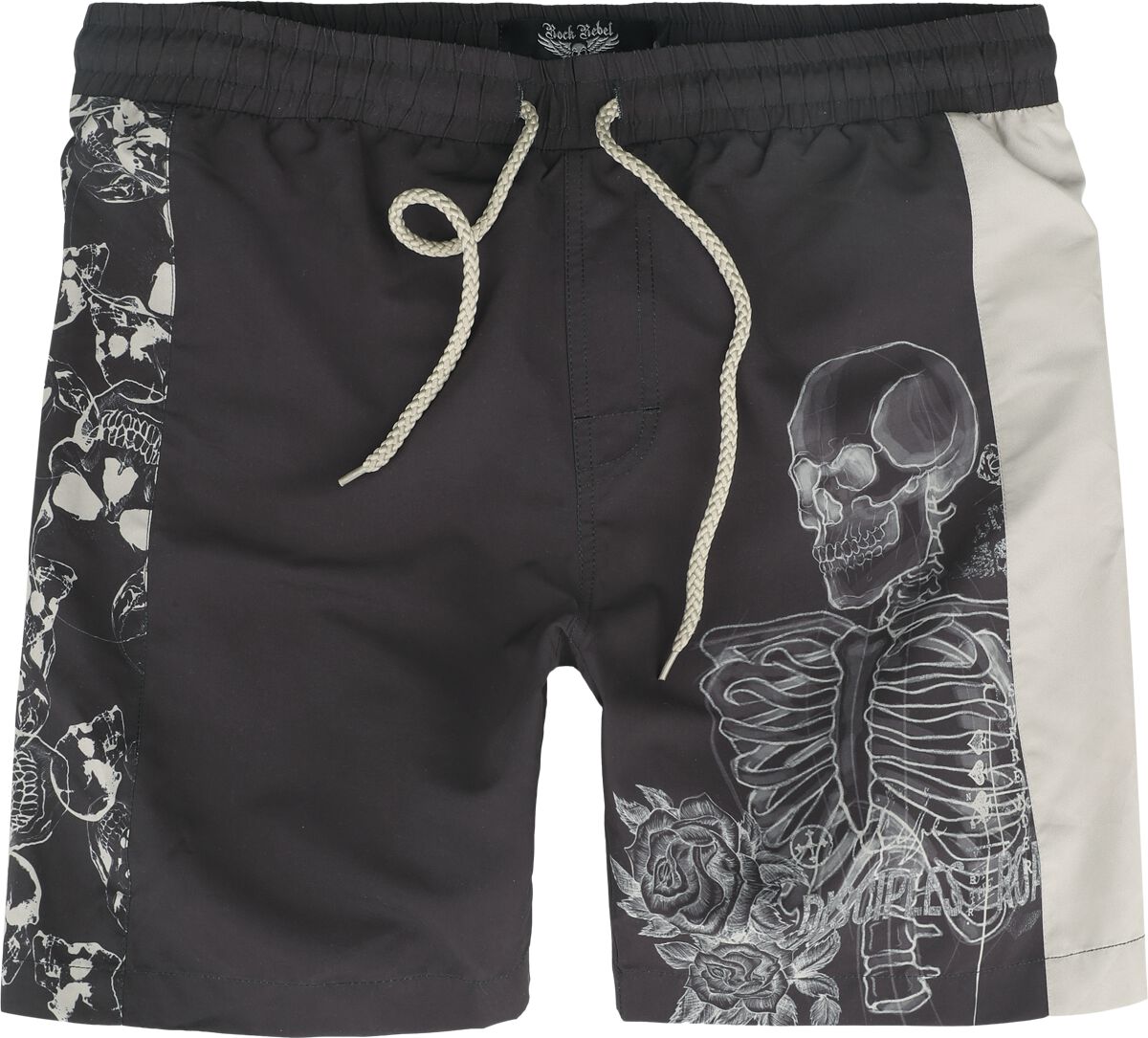 Rock Rebel by EMP - Rock Badeshort - Swim Shorts With Skeleton Print - S bis XXL - für Männer - Größe L - dunkelgrau von Rock Rebel by EMP