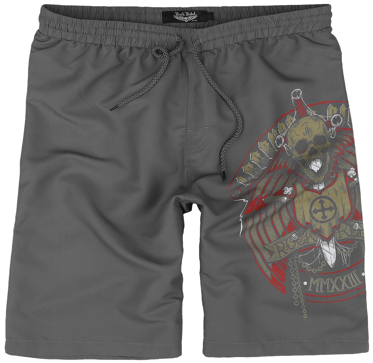 Rock Rebel by EMP - Rock Badeshort - Swim Shorts With Skull and Sword - S bis XXL - für Männer - Größe M - grau von Rock Rebel by EMP