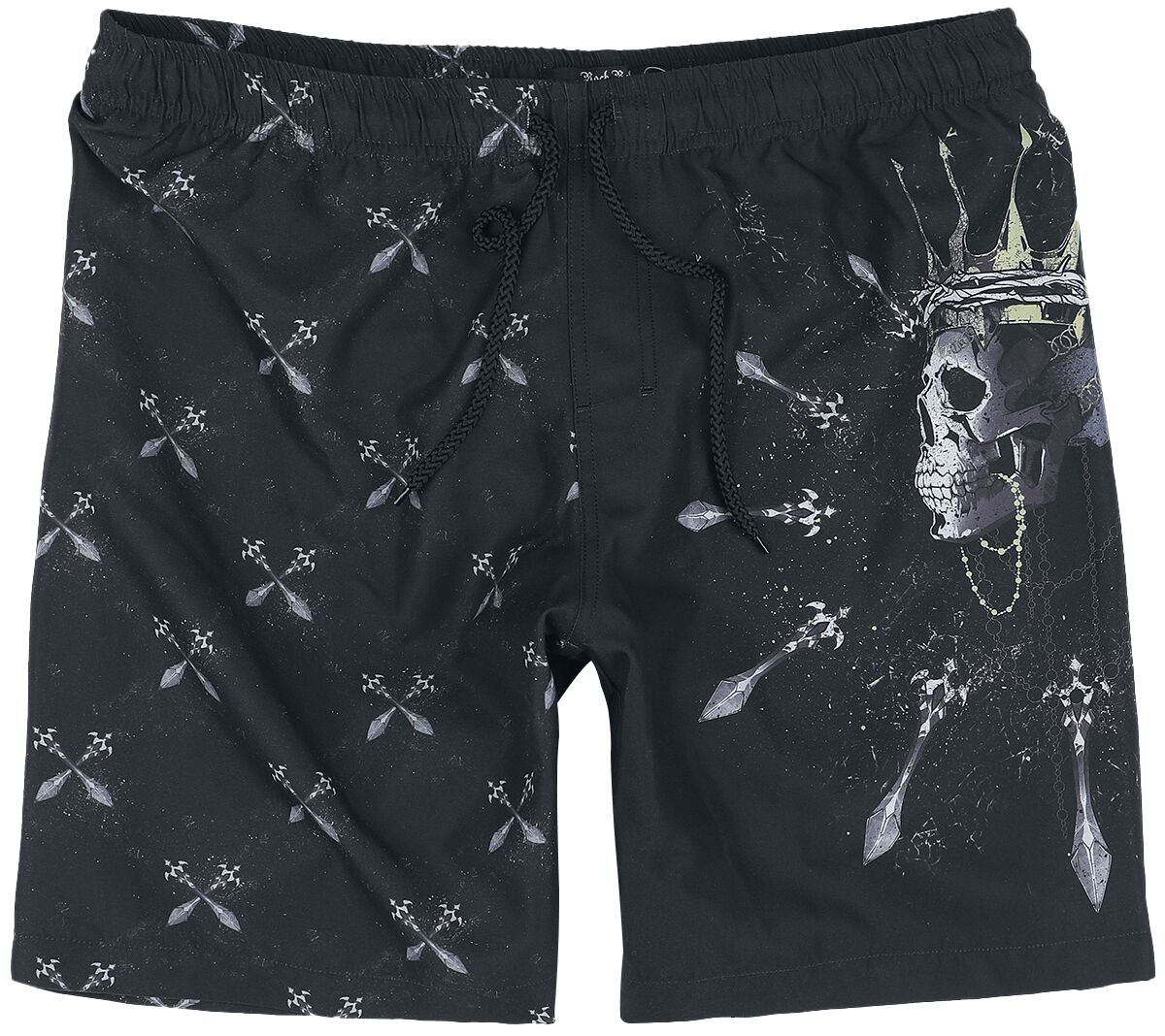 Rock Rebel by EMP - Rock Badeshort - Swim Shorts With Skullking and Sword - S bis XXL - für Männer - Größe L - schwarz von Rock Rebel by EMP