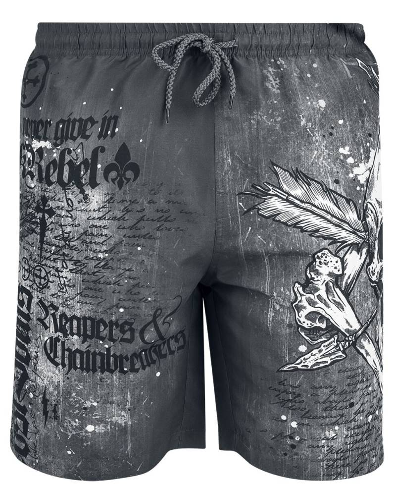 Rock Rebel by EMP - Rock Badeshort - Swim Shorts with Skull Print - M bis XXL - für Männer - Größe M - dunkelgrau von Rock Rebel by EMP