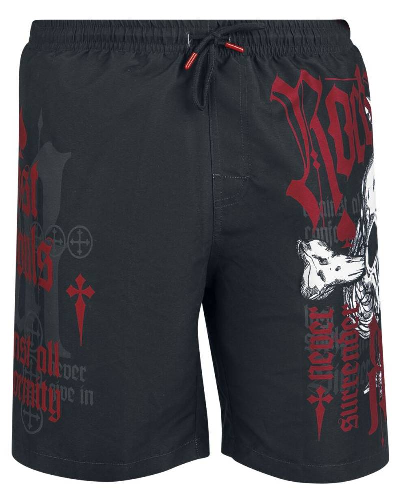 Rock Rebel by EMP - Rock Badeshort - Swim Shorts with Skull Print - M bis XXL - für Männer - Größe M - schwarz von Rock Rebel by EMP