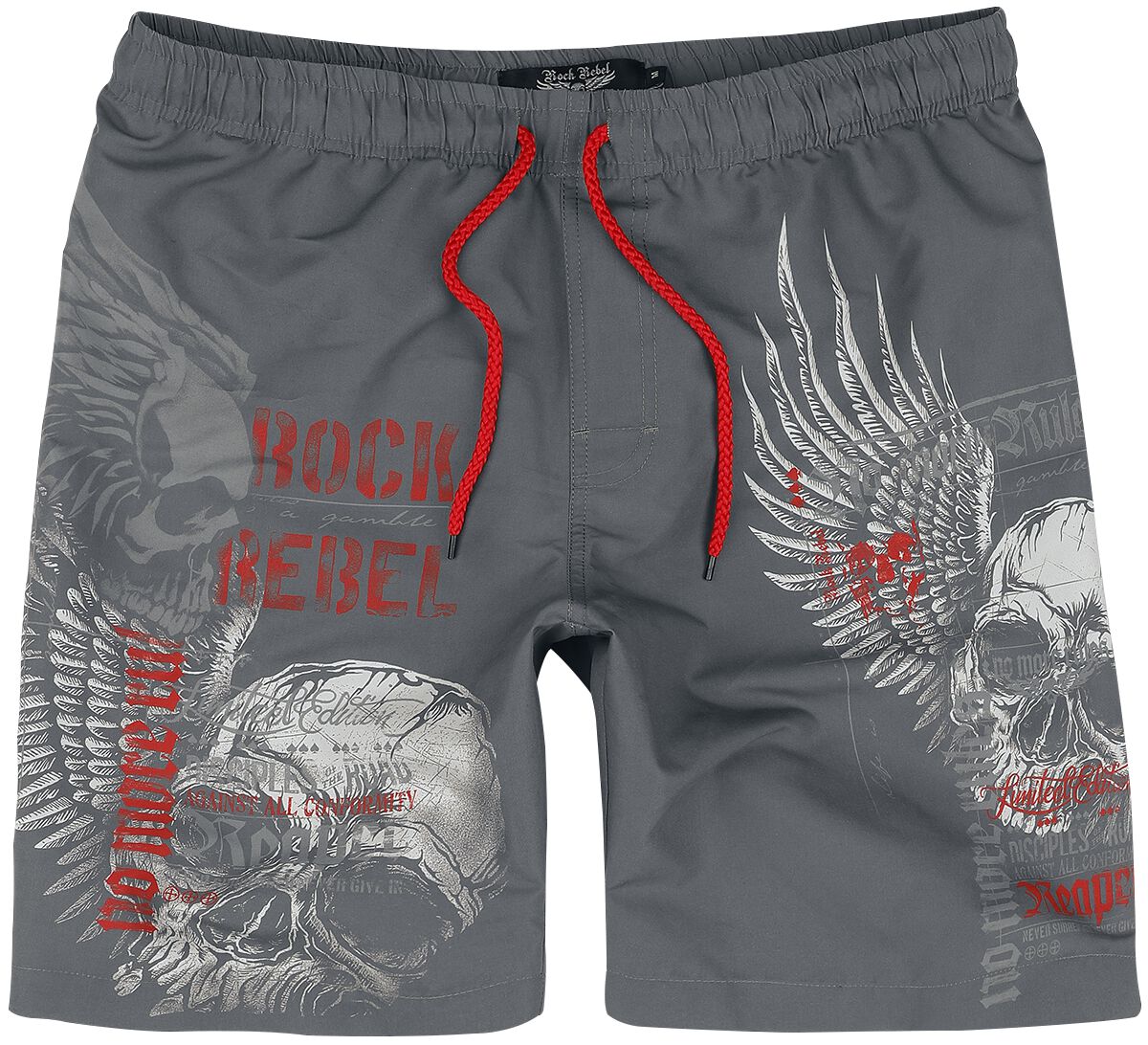 Rock Rebel by EMP - Rock Badeshort - Swim Shorts with Skull Print - S bis XXL - für Männer - Größe M - grau von Rock Rebel by EMP