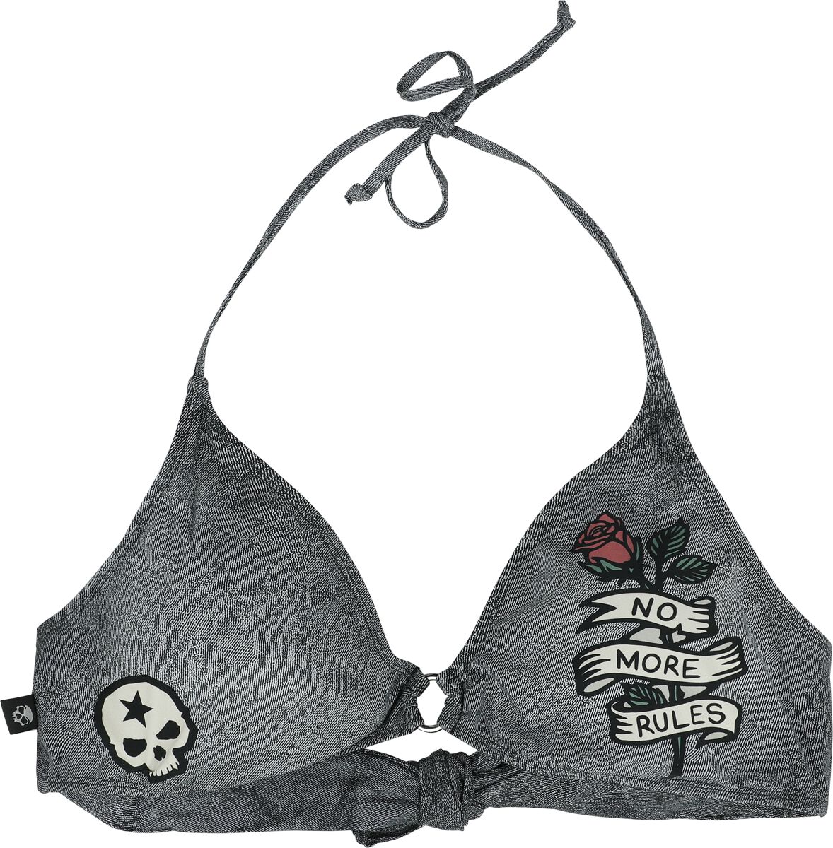 Rock Rebel by EMP - Rock Bikini-Oberteil - Bikini Top With Old Skool Prints - M bis XXL - für Damen - Größe XL - dunkelgrau/schwarz von Rock Rebel by EMP