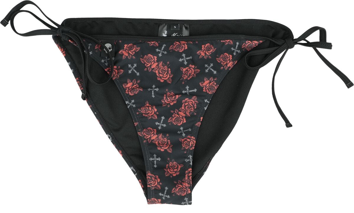 Rock Rebel by EMP - Rock Bikini-Unterteil - Bikini Pants With Cross And Roses Alloverprint - S bis XXL - für Damen - Größe L - schwarz von Rock Rebel by EMP