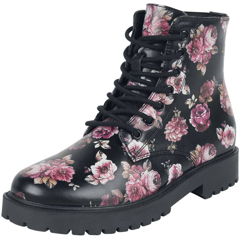 Rock Rebel by EMP - Rock Boot - Schwarze Schnürboots mit floralem Alloverprint - EU37 bis EU41 - für Damen - Größe EU40 - schwarz von Rock Rebel by EMP