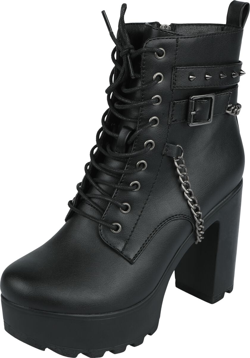 Rock Rebel by EMP - Rock High Heel - Boots With Belts And Chains - EU38 bis EU40 - für Damen - Größe EU38 - schwarz von Rock Rebel by EMP