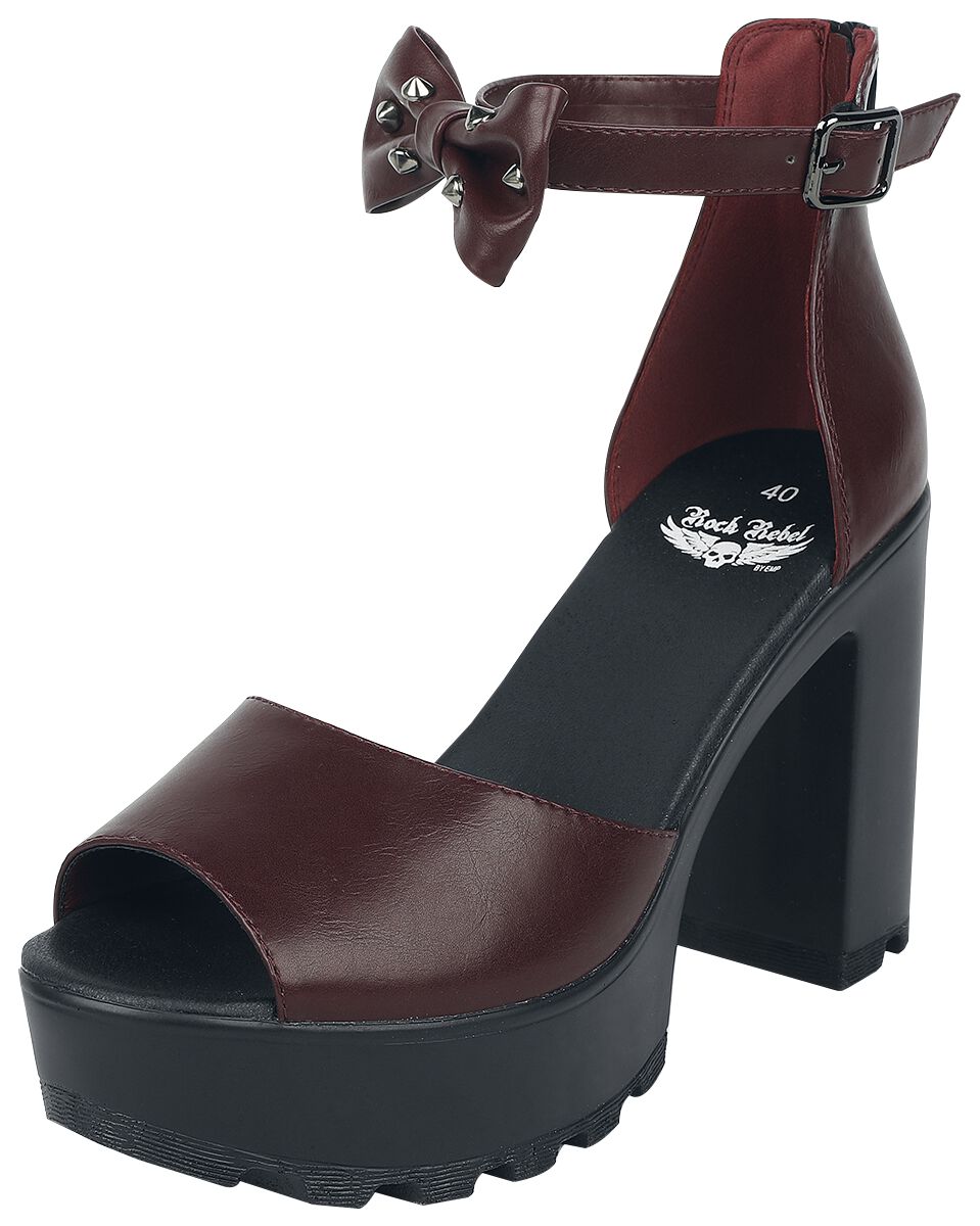 Rock Rebel by EMP - Rock High Heel - High Heels mit kleiner Nieten- Schleife - EU38 bis EU41 - für Damen - Größe EU40 - dunkelrot von Rock Rebel by EMP