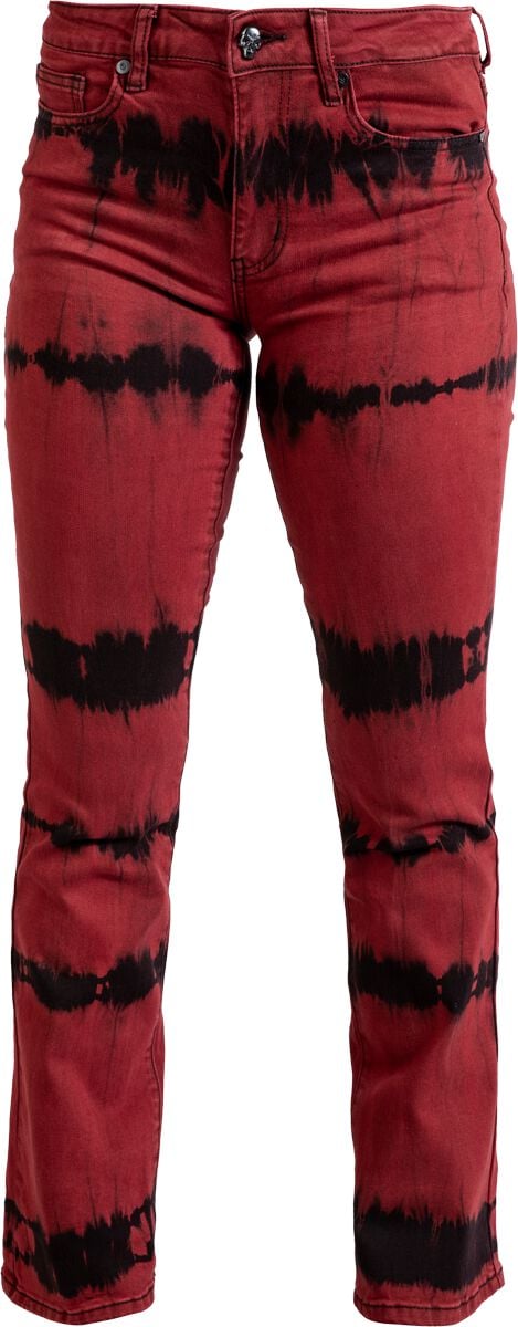 Rock Rebel by EMP - Rock Jeans - Grace (Boot-Cut) - W27L30 bis W32L32 - für Damen - Größe W28L32 - schwarz/rot von Rock Rebel by EMP