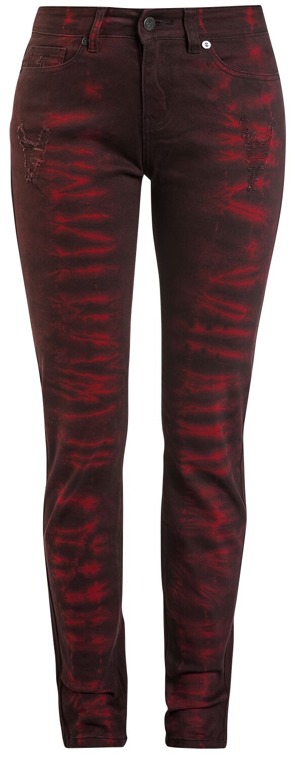 Rock Rebel by EMP - Rock Jeans - Megan - W27L32 bis W32L34 - für Damen - Größe W27L32 - schwarz/rot von Rock Rebel by EMP