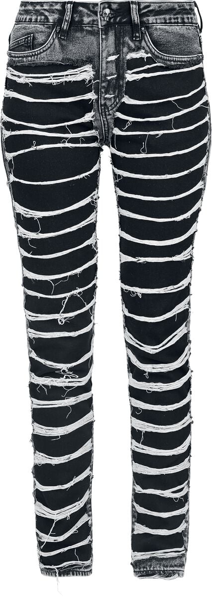 Rock Rebel by EMP - Rock Jeans - Skarlett mit Cut-Outs - W27L30 bis W34L32 - für Damen - Größe W28L32 - schwarz von Rock Rebel by EMP