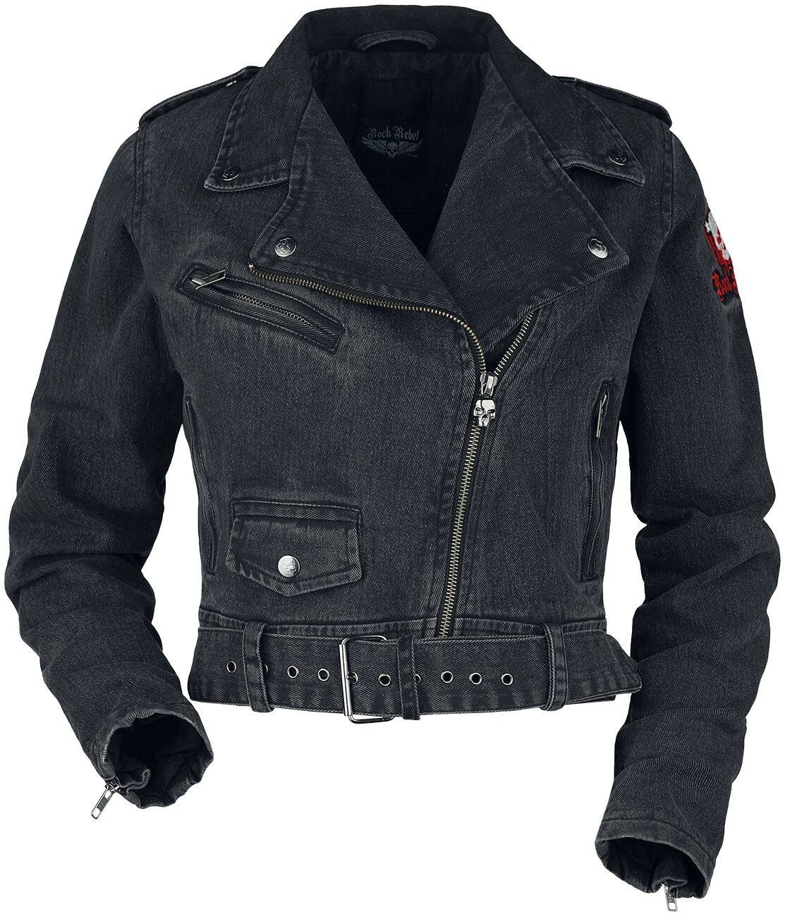 Rock Rebel by EMP - Rock Jeansjacke - Jeans Biker Jacket - XS bis XXL - für Damen - Größe L - grau von Rock Rebel by EMP