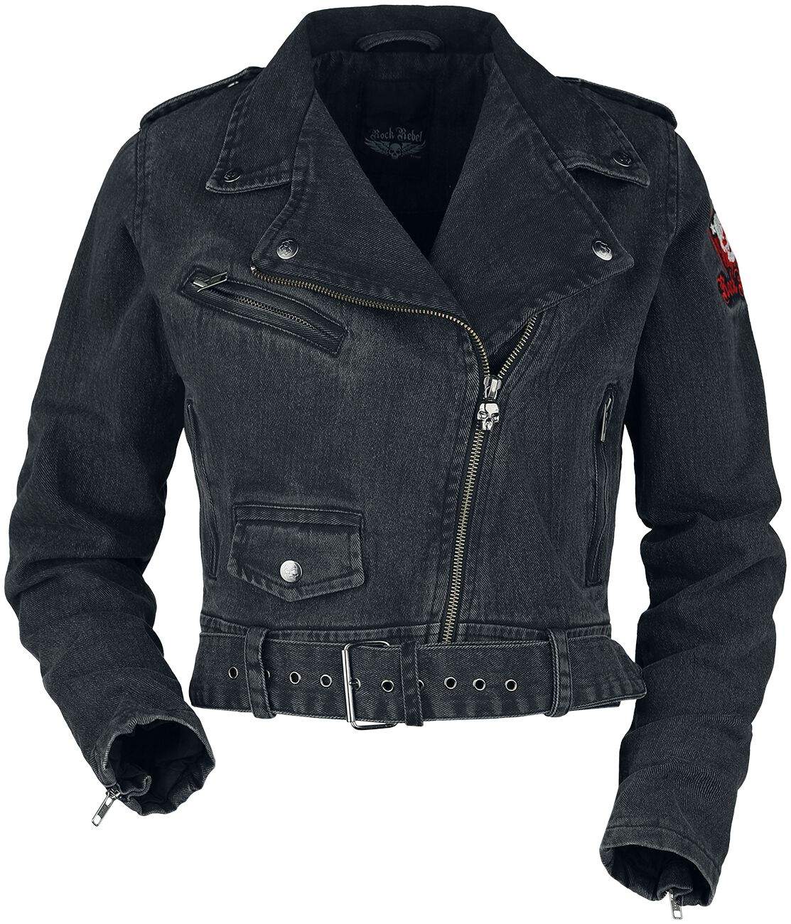 Rock Rebel by EMP - Rock Jeansjacke - Jeans Biker Jacket - XS bis XXL - für Damen - Größe M - grau von Rock Rebel by EMP