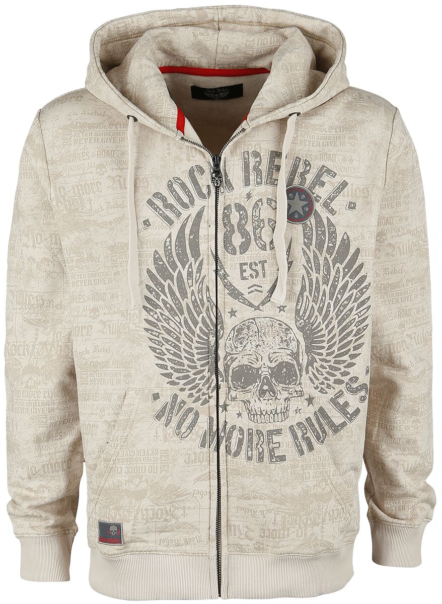 Rock Rebel by EMP - Rock Kapuzenjacke - Beige Kapuzenjacke mit Prints - S bis 5XL - für Männer - Größe 3XL - beige von Rock Rebel by EMP