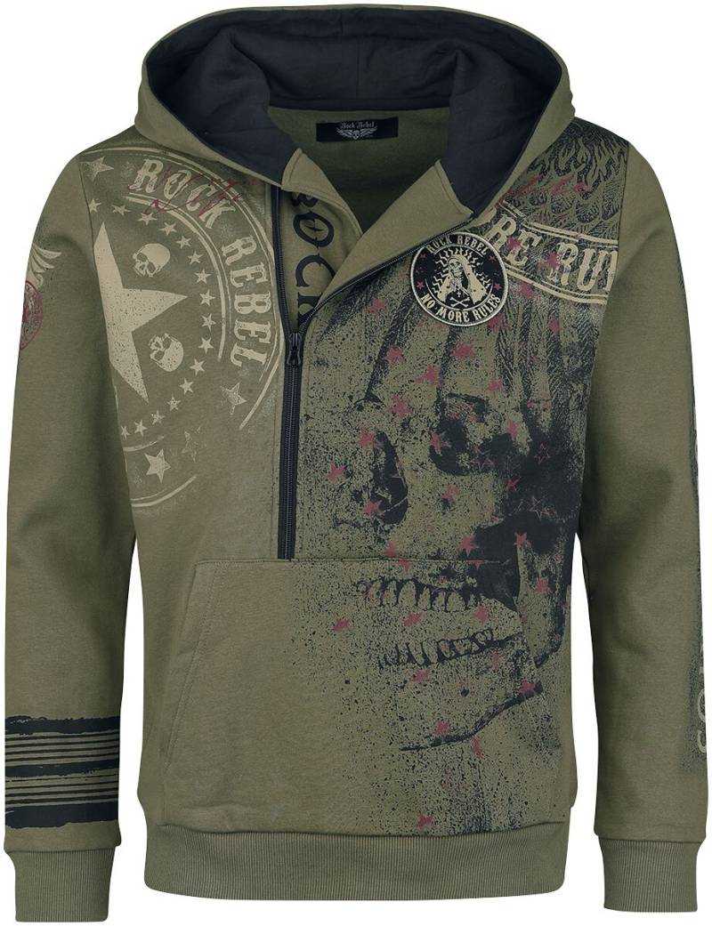 Rock Rebel by EMP - Rock Kapuzenpullover - Hoody With Skull Prints - M bis XXL - für Männer - Größe XL - oliv von Rock Rebel by EMP