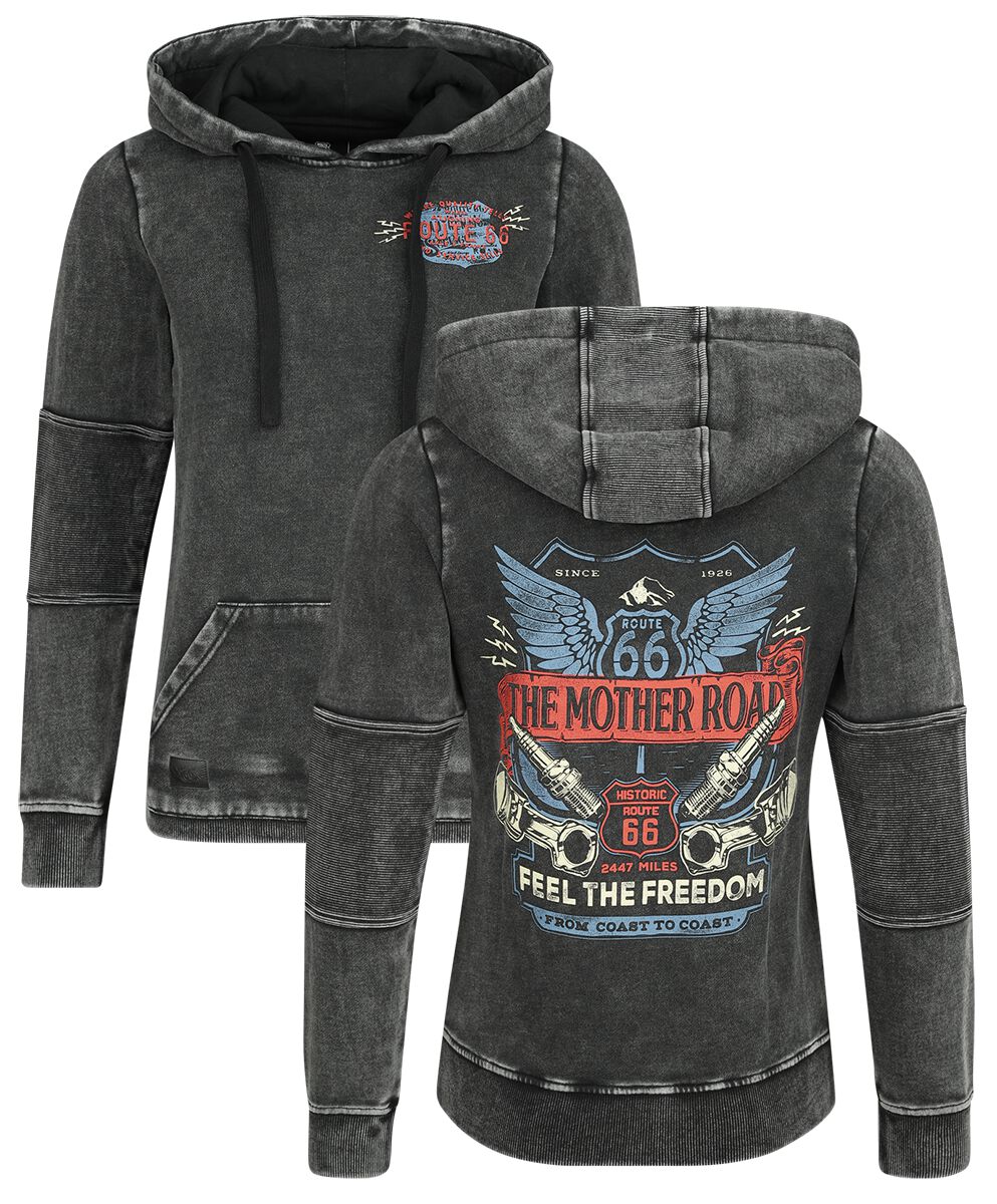Rock Rebel by EMP - Rock Kapuzenpullover - Rock Rebel X Route 66 - Hoody - S bis L - für Damen - Größe L - schwarz von Rock Rebel by EMP