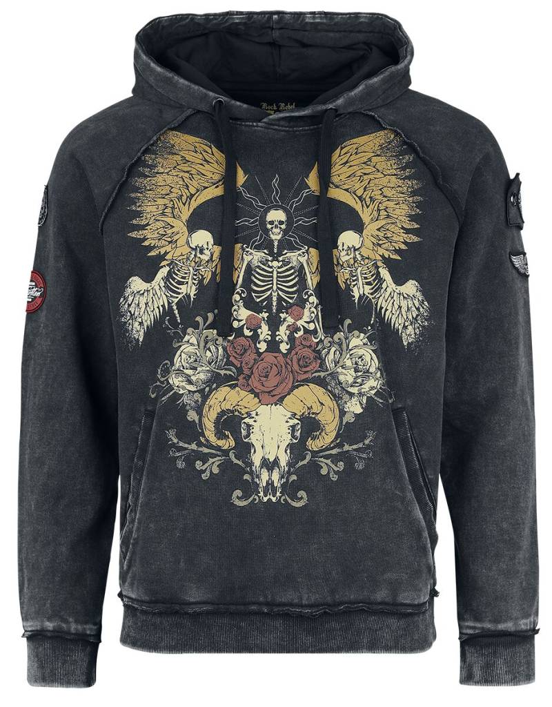Rock Rebel by EMP - Rock Kapuzenpullover - Used Look Hoody With Large Frontprint - S bis XXL - für Männer - Größe M - dunkelgrau von Rock Rebel by EMP