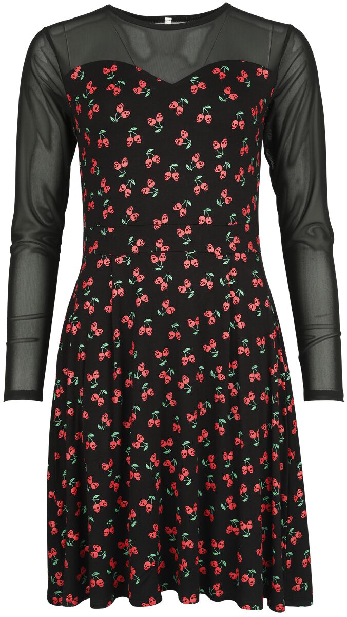 Rock Rebel by EMP - Rock Kleid knielang - Mesh Dress with Cherries - S bis XXL - für Damen - Größe L - schwarz von Rock Rebel by EMP